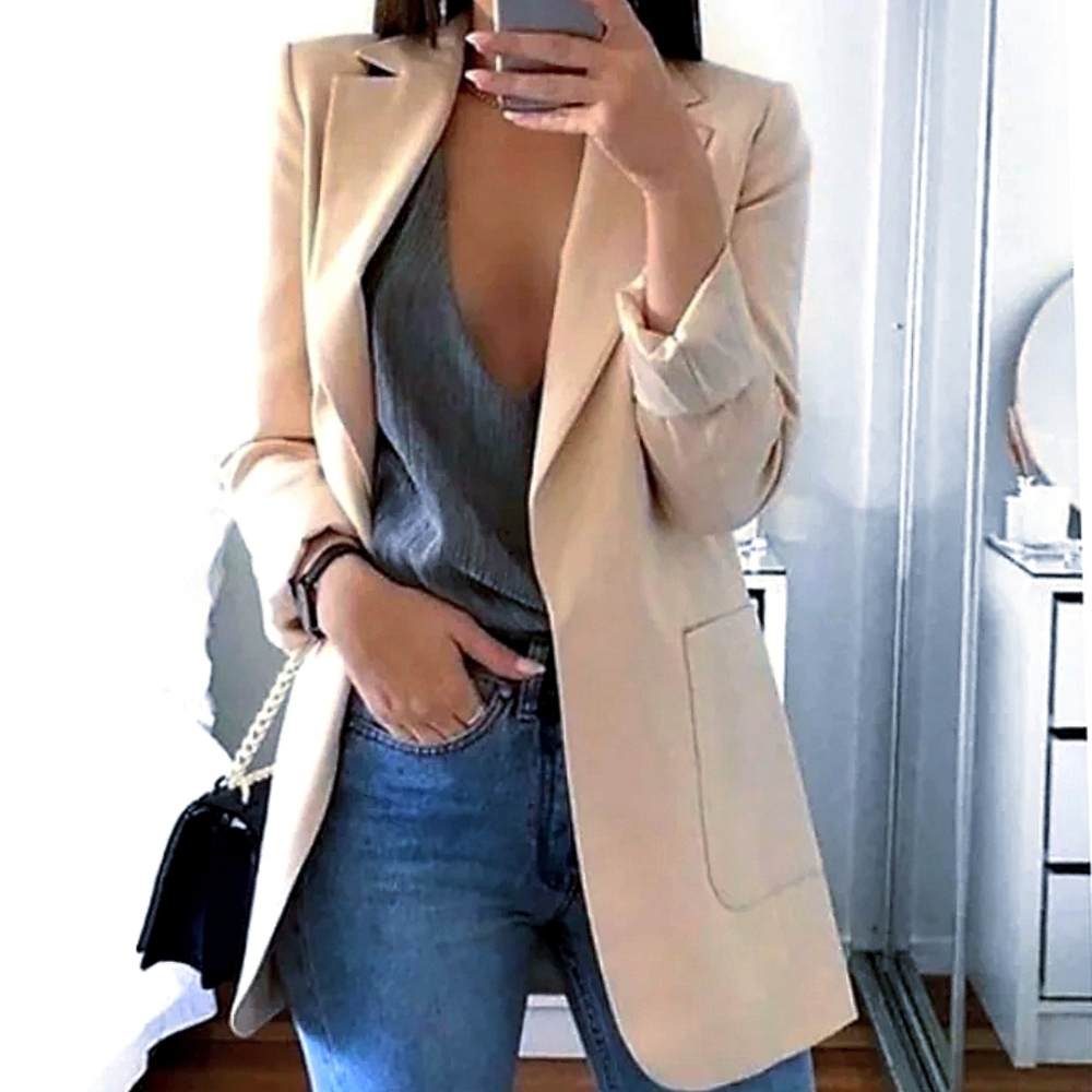 H&M🔖Siky Boyfriend Blazer🔱Casual One Button♡Notch Lapels♡Patch Pocket - Picture 2 of 12
